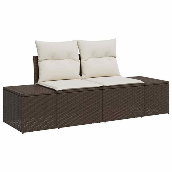 vidaXL Set Divano da Giardino con cuscino 9 pcs Marrone polyrattan