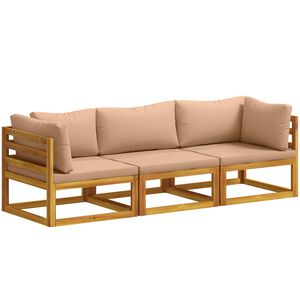 vidaXL Set di divani 3 pz Naturale Legno di Acacia Massello