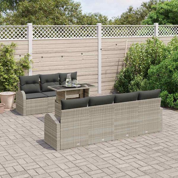 vidaXL Set Divano da Giardino con cuscino 8 pcs Grigio chiaro