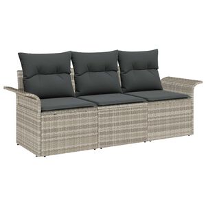 vidaXL Set di divani con cuscino 3 pcs Grigio polyrattan