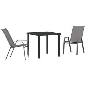 vidaXL Set da Pranzo per Giardino 3 pcs Grigio e Nero