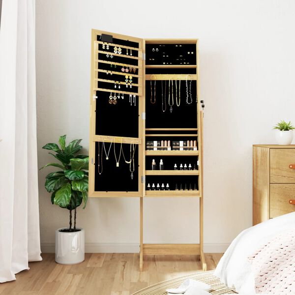 vidaXL Armadietto Portagioie a Specchio con Luci LED Autoportante