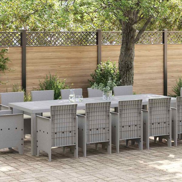 vidaXL Set da Pranzo per Giardino con cuscino 13 pcs Grigio chiaro