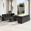 vidaXL Set Divano da Giardino con cuscino 11 pcs Nero polyrattan
