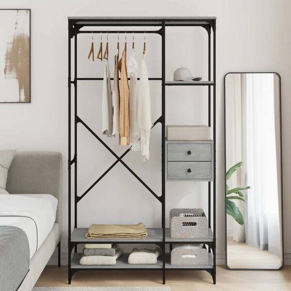 vidaXL Armadio Cassetti Grigio Sonoma 100x40x180 cm Legno Multistrato