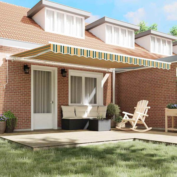 vidaXL Telo di ricambio per tenda da sole Verde e giallo 430 x 345 cm