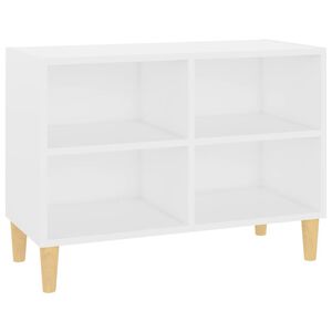 vidaXL Mobile TV con Gambe in Legno Massello Bianco 69,5x30x50 cm