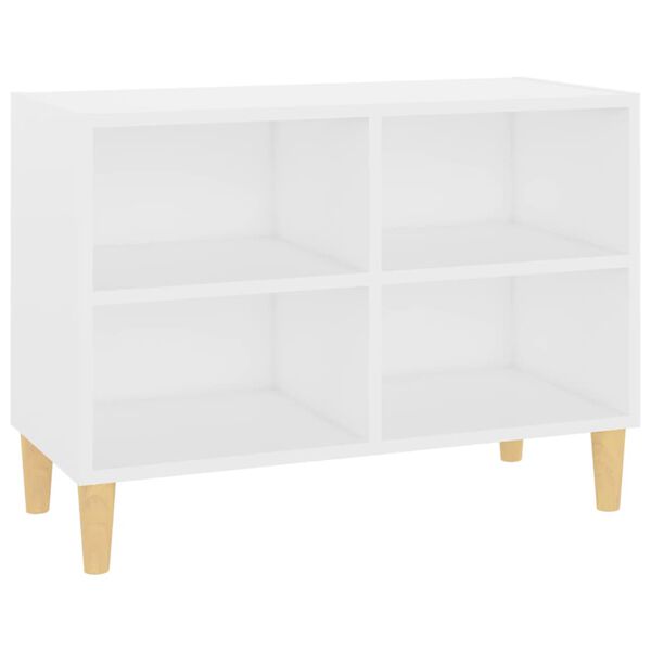 vidaXL Mobile TV con Gambe in Legno Massello Bianco 69,5x30x50 cm