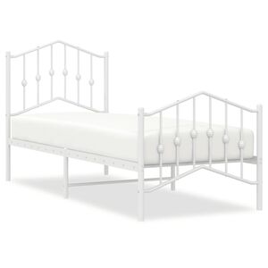 vidaXL Giroletto con Testiera e Pediera Metallo Bianco 75x190 cm