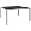 vidaXL Tavolo da Giardino 130x130x72 cm Grigio in Acciaio e Vetro