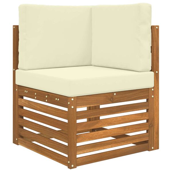 vidaXL Set divani 6 pcs Naturale e Crema Legno di Acacia Massello