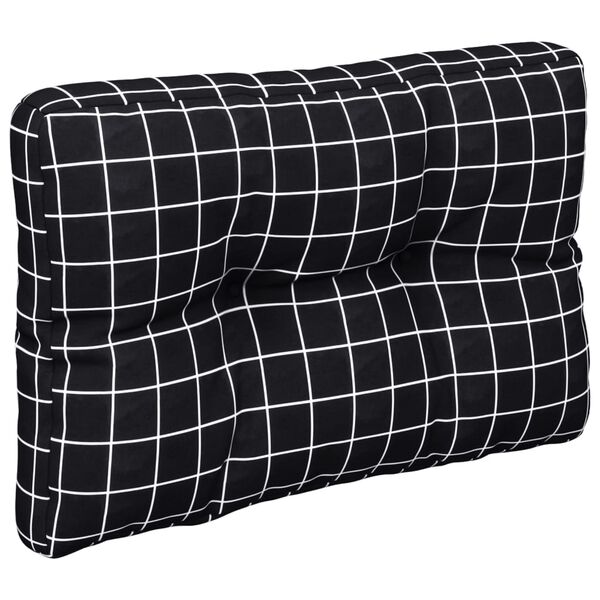 vidaXL Cuscino per Pallet Motivo a Quadri Nero 60x40x12 cm in Tessuto