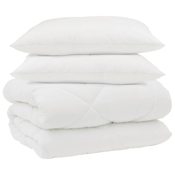 vidaXL Duvet Invernale con cuscino 3 pcs Bianco Microfibra