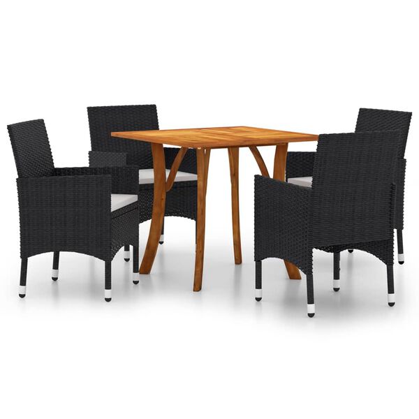 vidaXL Set Mobili da Pranzo per Giardino 5 pz Nero