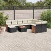 vidaXL Set Divani da Giardino 11 pz con Cuscini in Polyrattan Nero