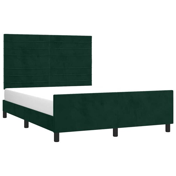 vidaXL Giroletto senza Materasso Verde Scuro 140x190 cm in Velluto