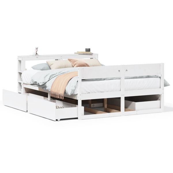 vidaXL Letto senza Materasso Bianco 160x200 cm Legno Massello di Pino