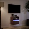 vidaXL Mobile TV a Parete con Luci LED Rovere Marrone 41x31x45 cm