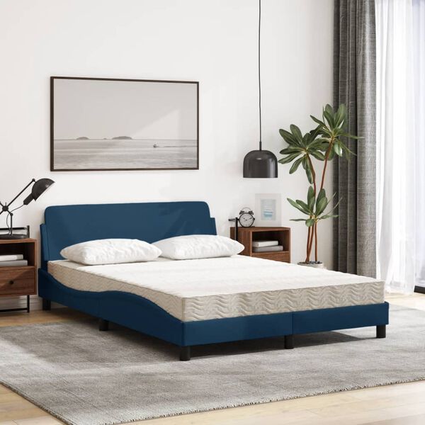 vidaXL Letto con Materasso Dover Blu 140x190 cm in Tessuto