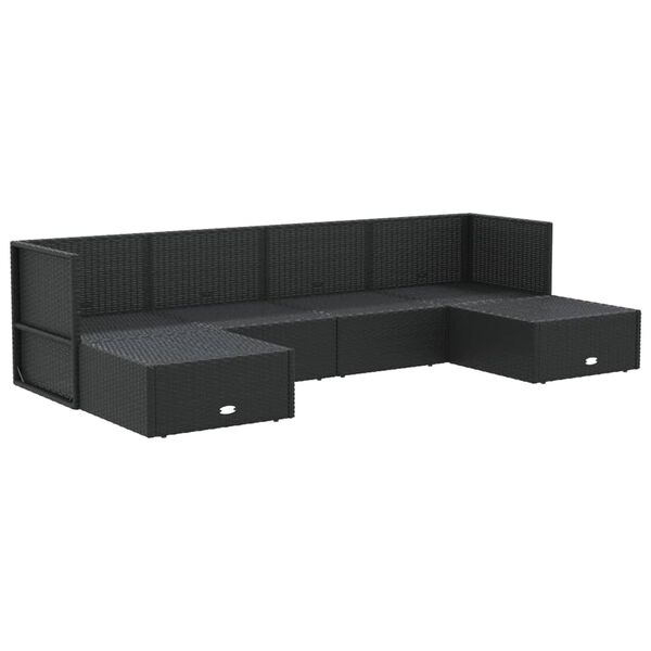 vidaXL Set Mobili da Giardino 6 pz con Cuscini in Polyrattan Nero