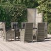 vidaXL Set da Pranzo Giardino 7pz Nero e Grigio con Cuscini Polyrattan