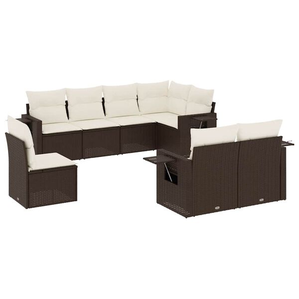 vidaXL Set Divani da Giardino 8 pz con Cuscini Marrone in Polyrattan