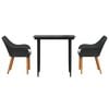 vidaXL Set da Pranzo per Giardino con cuscino 3 pcs Nero polyrattan