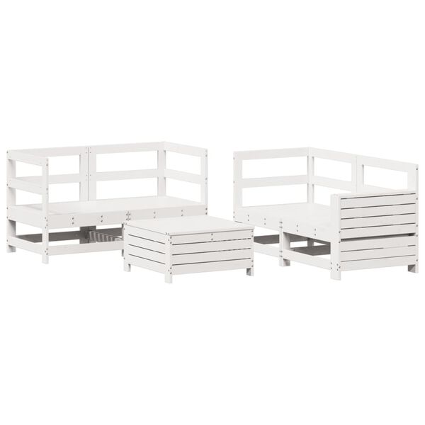 vidaXL Set Salotto da Giardino 5 pz Bianco in Legno Massello di Pino