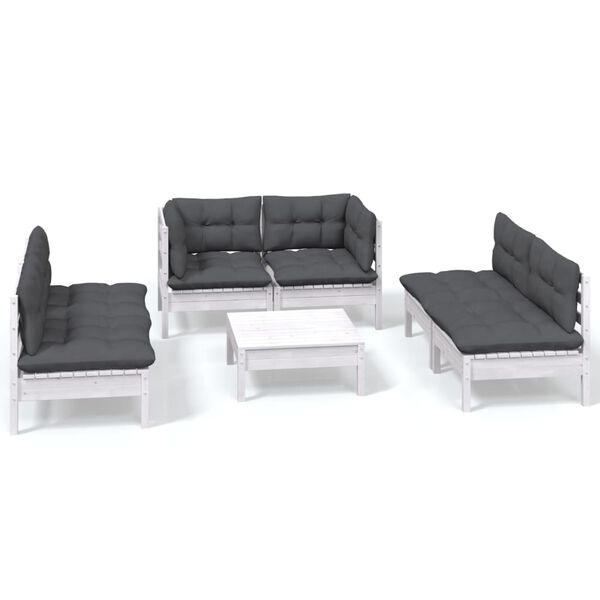vidaXL Set Salotto da Giardino 7pz con Cuscini Legno Massello di Pino