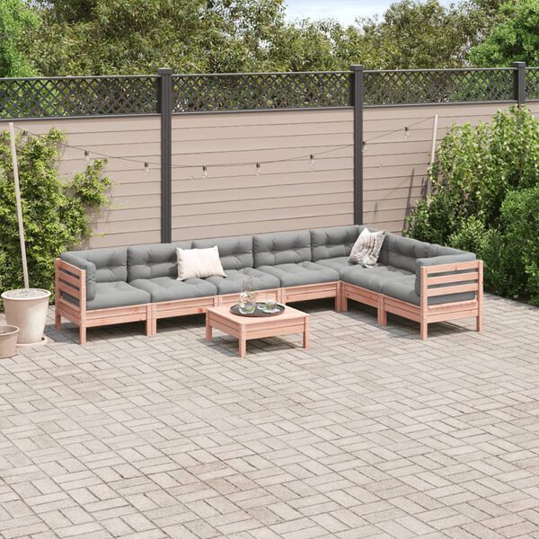 vidaXL Set Divani da Giardino 8 pz con Cuscini Massello Abete Douglas