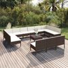 vidaXL Set Divani da Giardino 14 pz con Cuscini in Polyrattan Marrone