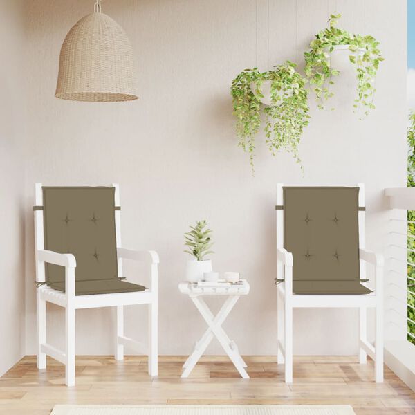 vidaXL Cuscini Sedia Schiena Bassa 2 pz Tortora M&eacute;lange Tessuto