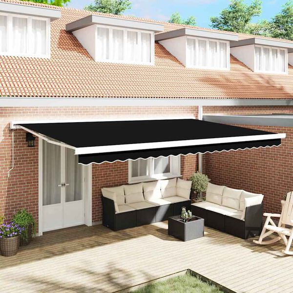 vidaXL Tenda da Sole Nero 500 x 300 x 165 cm Poliestere e Alluminio