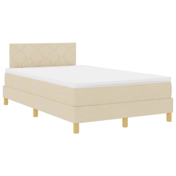 vidaXL Letto a molle con materasso Crema 120 x 190 cm Tessuto
