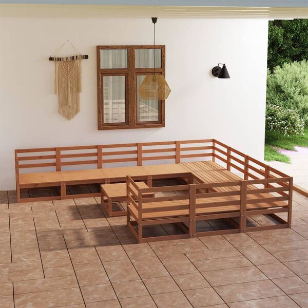 vidaXL Set Divani da Giardino 11 pz in Legno Massello di Pino