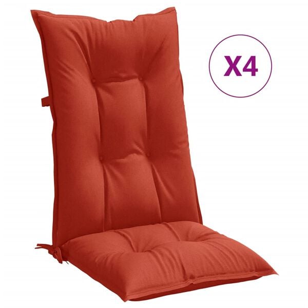 vidaXL Cuscini Sedia Schiena Alta 4 Rosso M&eacute;lange 120x50x7 Tessuto