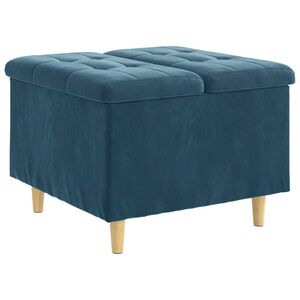 vidaXL Pouf contenitore con cuscino Blu 60 x 60 x 45 cm Velluto