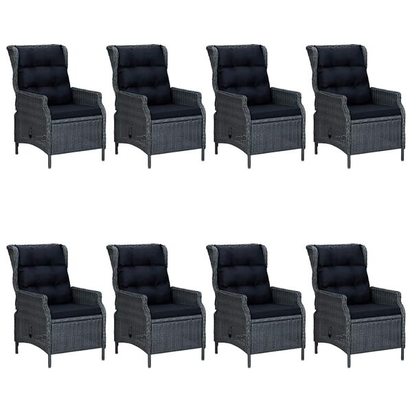 vidaXL Set da Pranzo da Giardino 9 pz Grigio Scuro