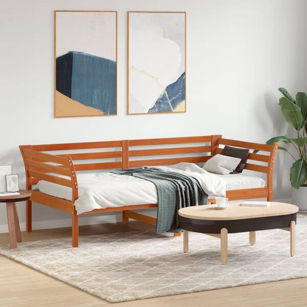 vidaXL Dormeuse senza Materasso Marrone Cera 75x190 cm Legno di Pino