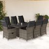 vidaXL Set da Pranzo da Giardino 9 pz con Cuscini in Polyrattan Grigio