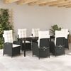 vidaXL Set da Pranzo per Giardino con cuscino 7 pcs Nero polyrattan