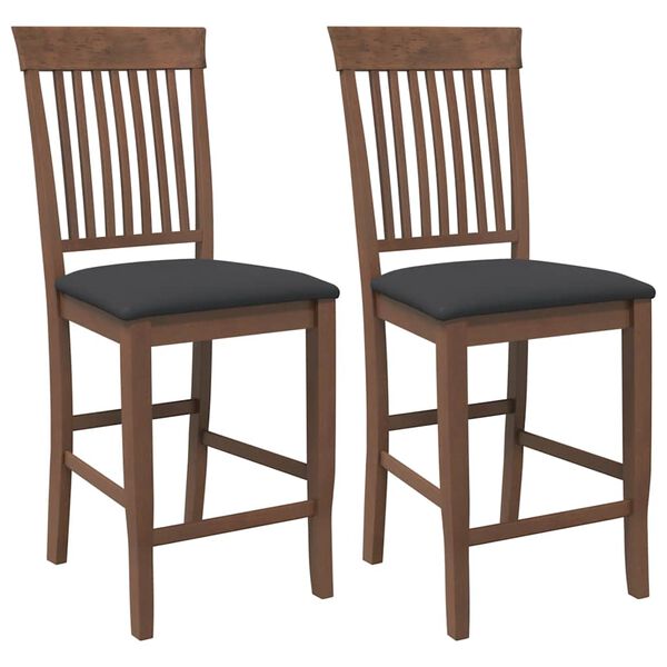 vidaXL Sgabelli da Bar con Cuscini 2pz Marrone Legno Massello di Hevea
