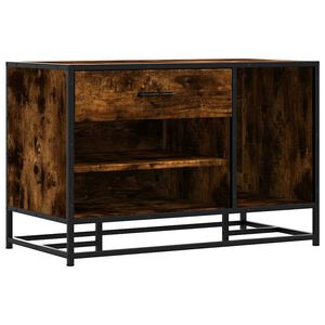 vidaXL Panca Portaoggetti Rovere Fumo Legno Multistrato e Metallo