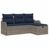 vidaXL Set Divano da Giardino 4 pz 3-Numero di posti Grigio e Blu Navy