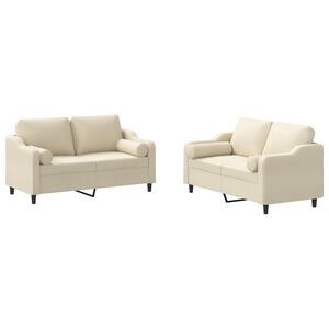 vidaXL Set Divani 2 pz con Cuscini Crema in Tessuto