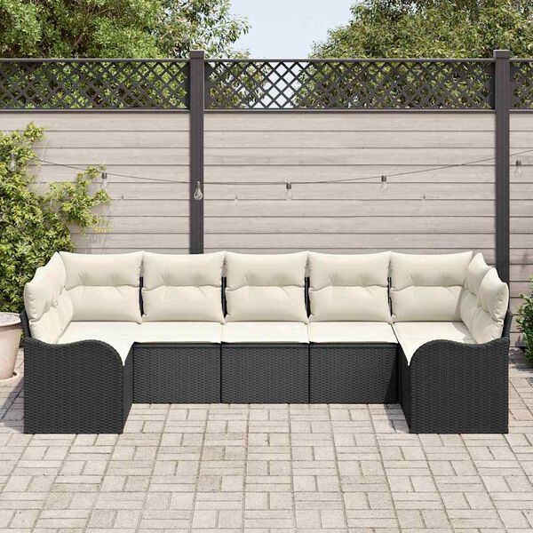 vidaXL Set Divano da Giardino Nero polyrattan