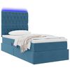 vidaXL Letto con contenitore e LED Blu Scuro 90 x 190 cm Velluto