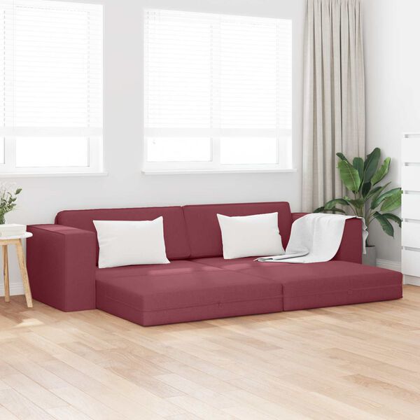 vidaXL Divano letto 200cm Rosso Vino Tessuto