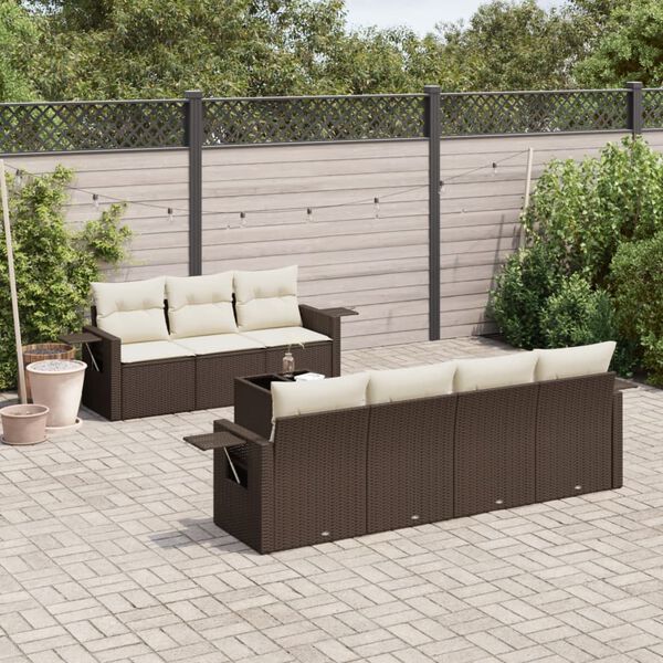vidaXL Set Divani da Giardino 8 pz con Cuscini Marrone in Polyrattan