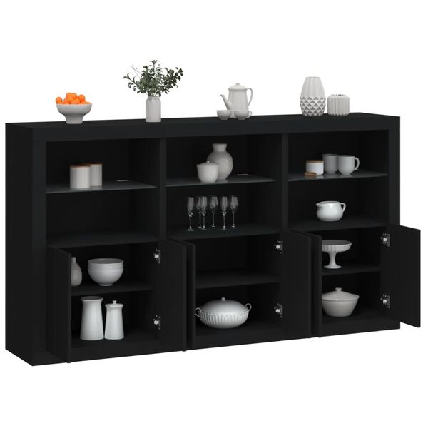 vidaXL Credenza con Luci LED Nera 181,5x37x100 cm